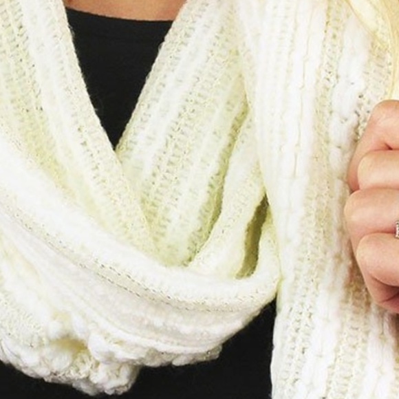 Ivory/Cream & Metallic Long Scarf - Picture 2 of 2